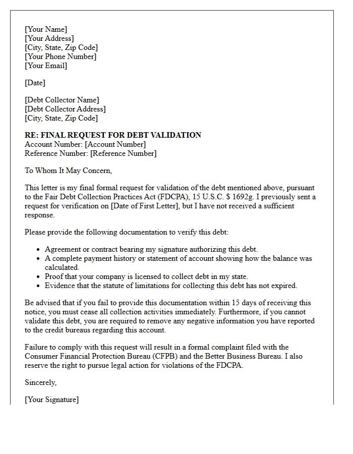Final Request Debt Verification Notice Letter