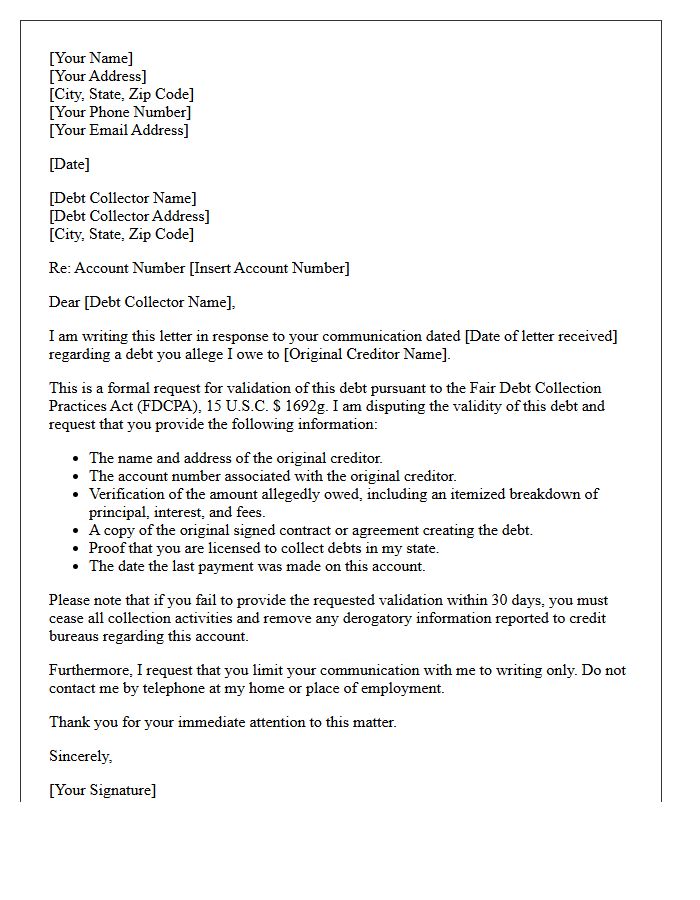 Initial Third-Party Debt Validation Notice Letter