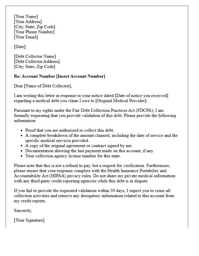 Medical Account Collection Validation Letter