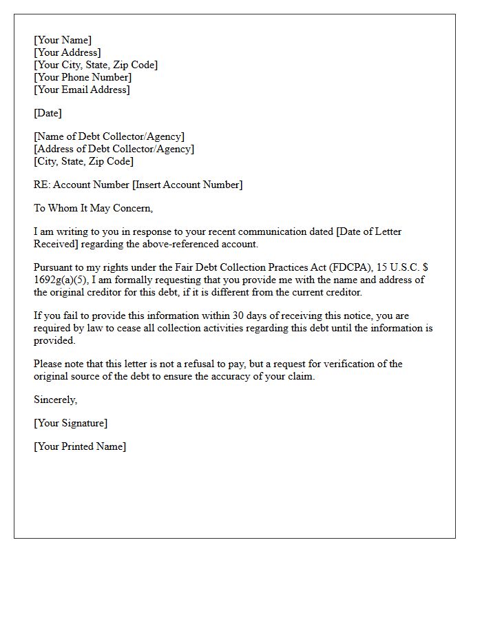 Original Creditor Information Notice Letter
