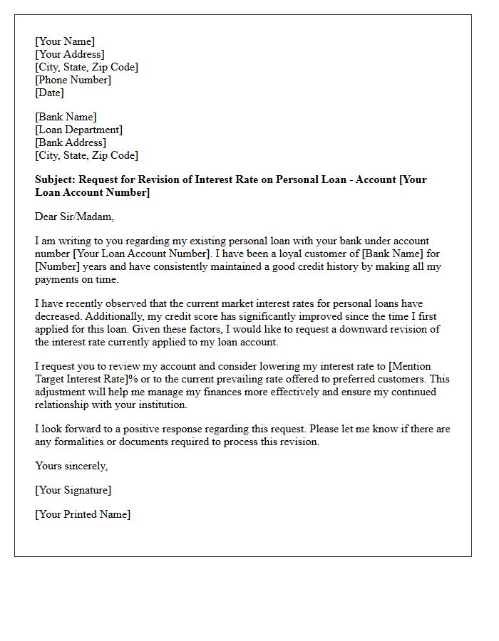 Personal Loan Interest Rate Revision Letter