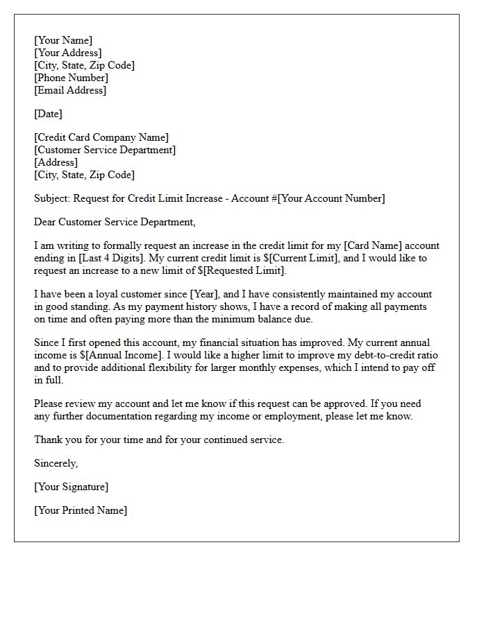 Account In Good Standing Credit Limit Increase Letter