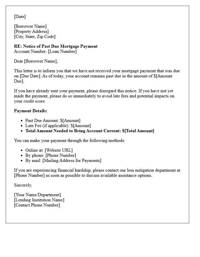 Mortgage Loan Missed Payment Alert Letter