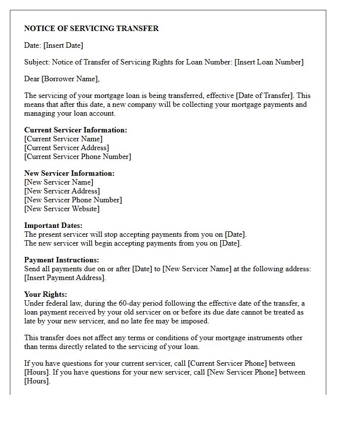 Consumer Notification Letter for Servicing Transfer