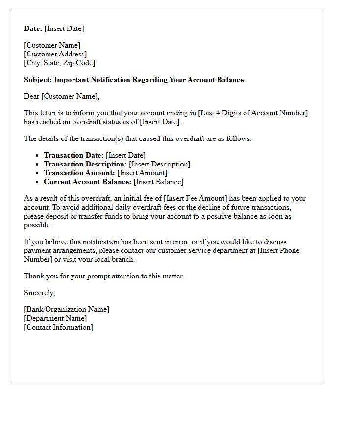 Initial Overdraft Trigger Notification Letter