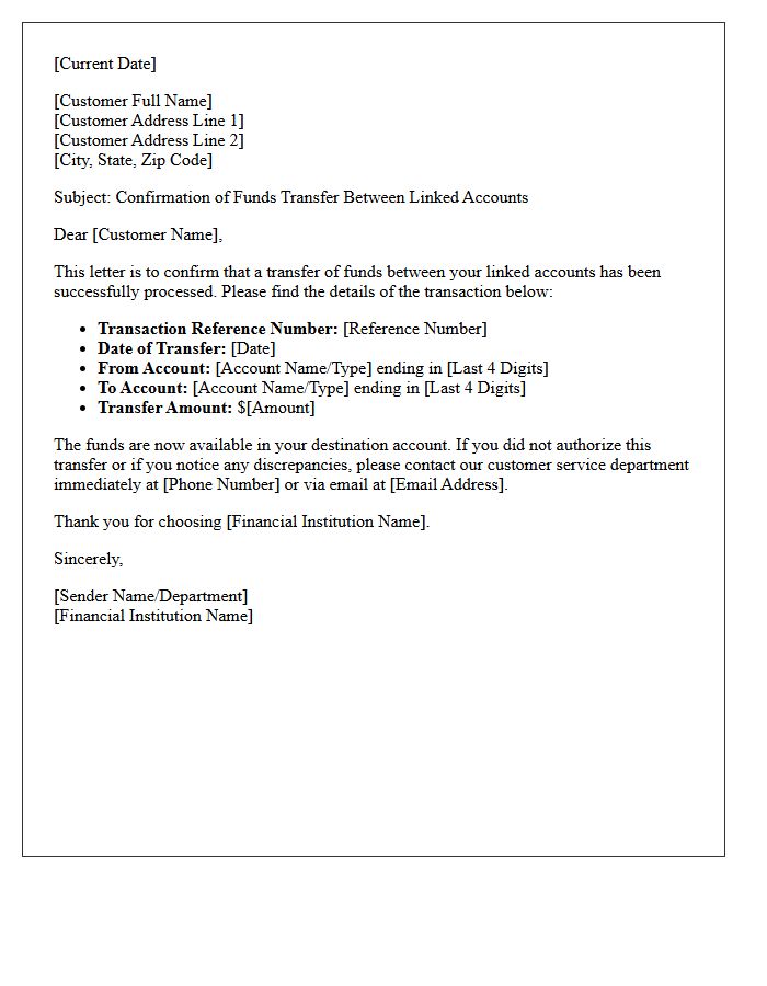 Linked Account Transfer Confirmation Letter