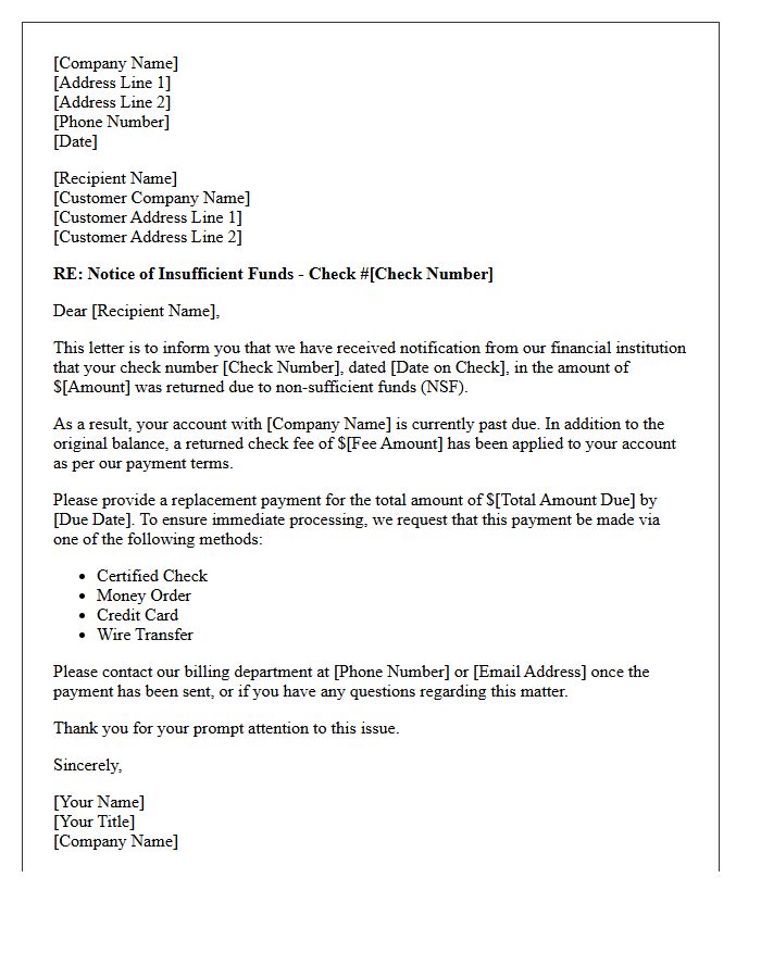 Commercial Account Insufficient Funds Letter