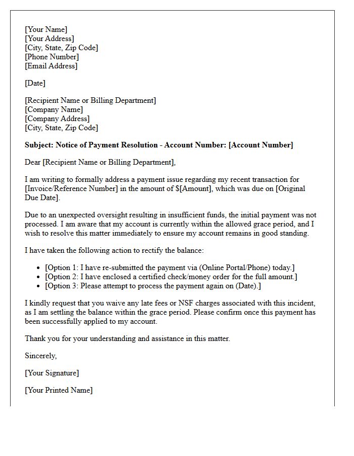 Grace Period Insufficient Funds Resolution Letter