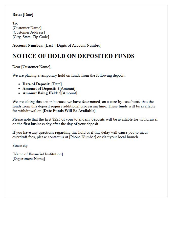 Case-By-Case Deposit Hold Notice Letter