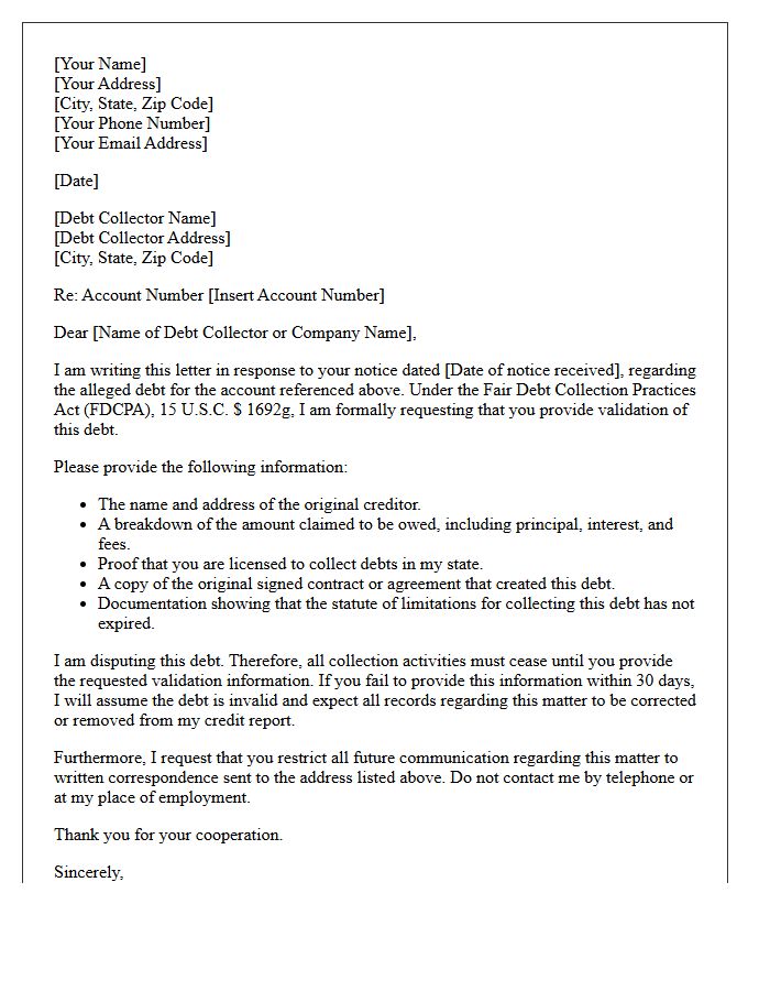 Consumer Rights Debt Validation Notice Letter