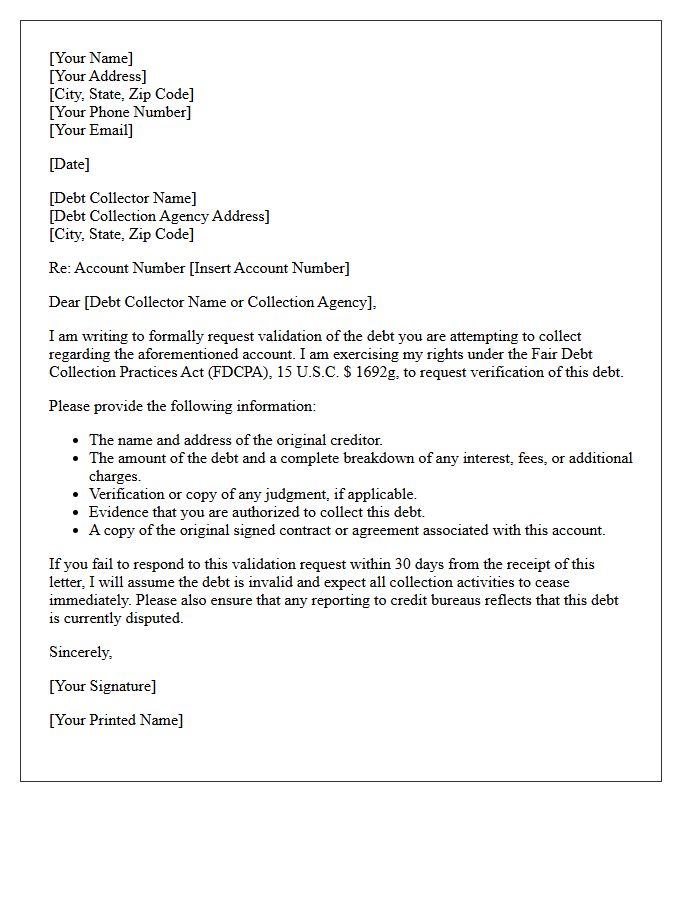 Credit Card Debt Validation Notice Letter