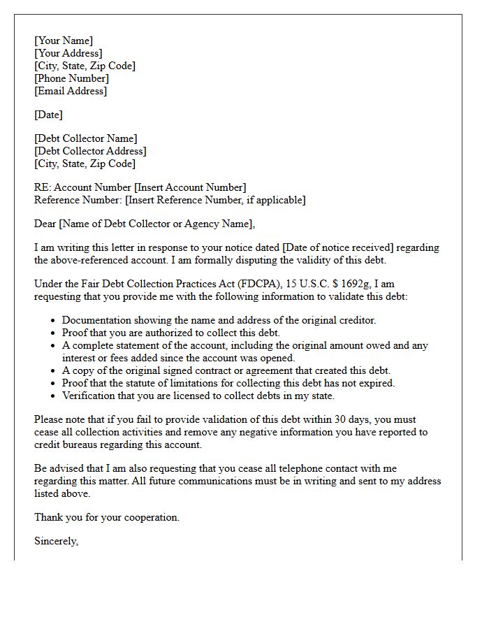 Disputed Account Debt Validation Response Letter