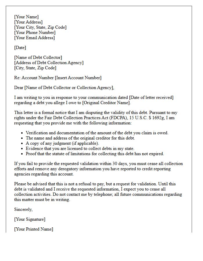 Initial Unsecured Debt Validation Notice Letter