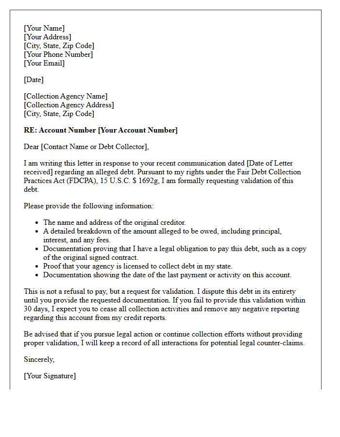 Pre-Legal Unsecured Debt Validation Notice Letter