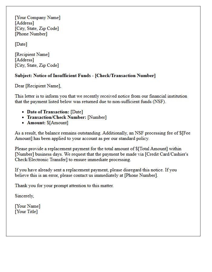 Initial Insufficient Funds Overdraft Letter