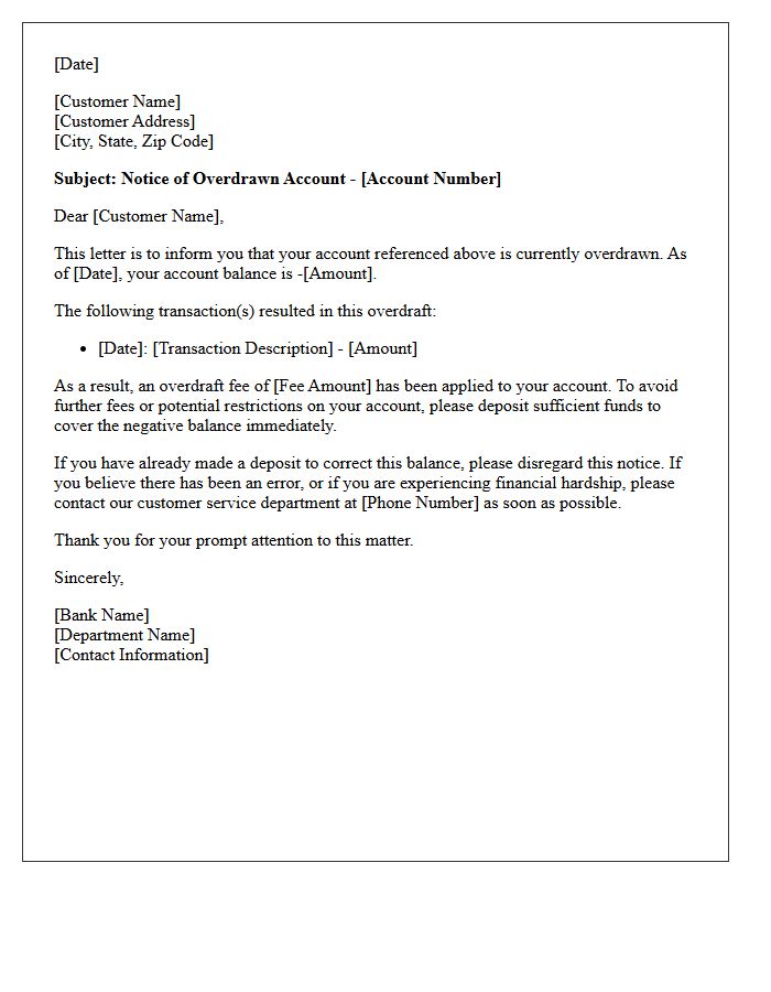 Initial Overdraft Notice Letter