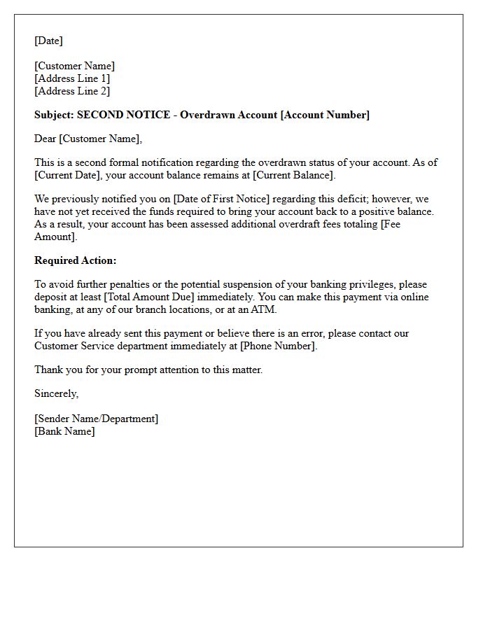 Official Letter of Second Overdraft Notice