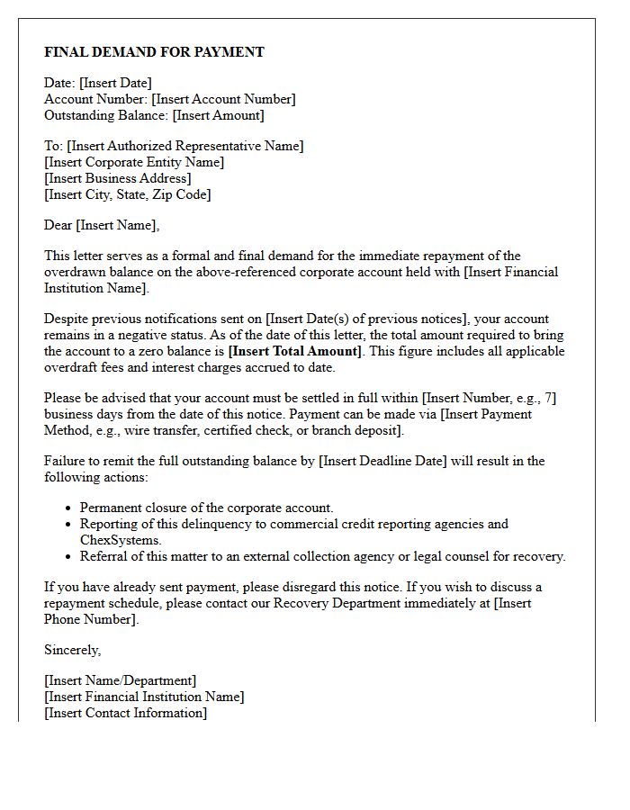 Corporate Entity Final Overdraft Demand Letter