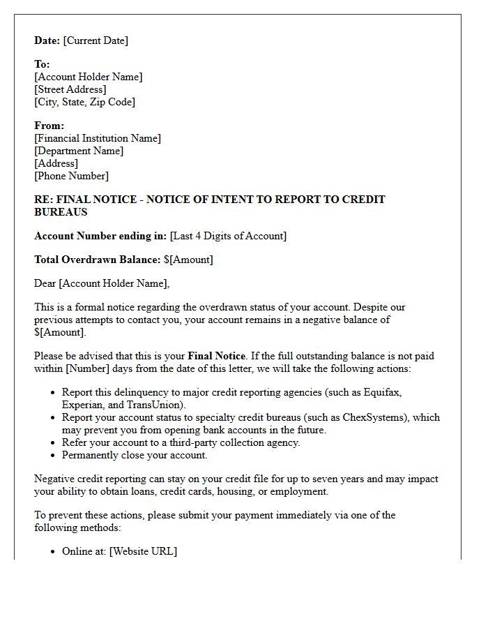 Credit Bureau Reporting Final Overdraft Demand Letter