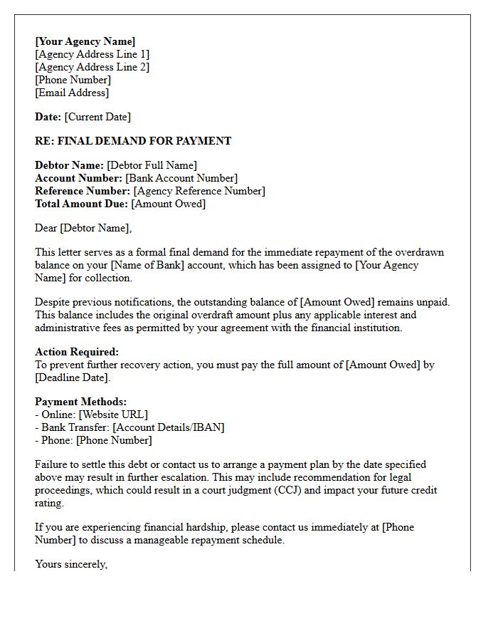 Debt Recovery Agency Final Overdraft Demand Letter