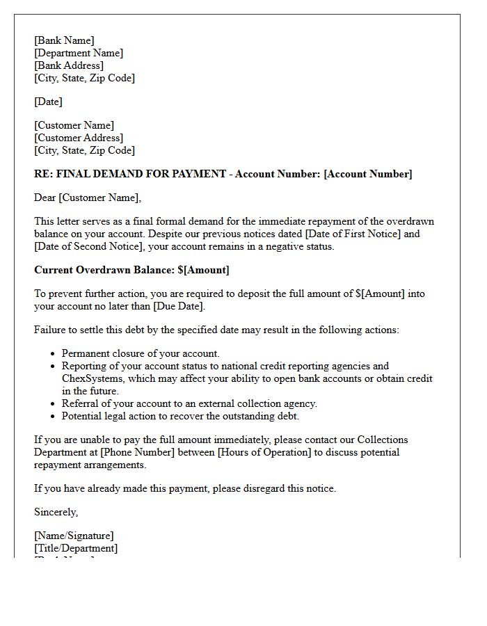 Retail Banking Final Overdraft Demand Letter