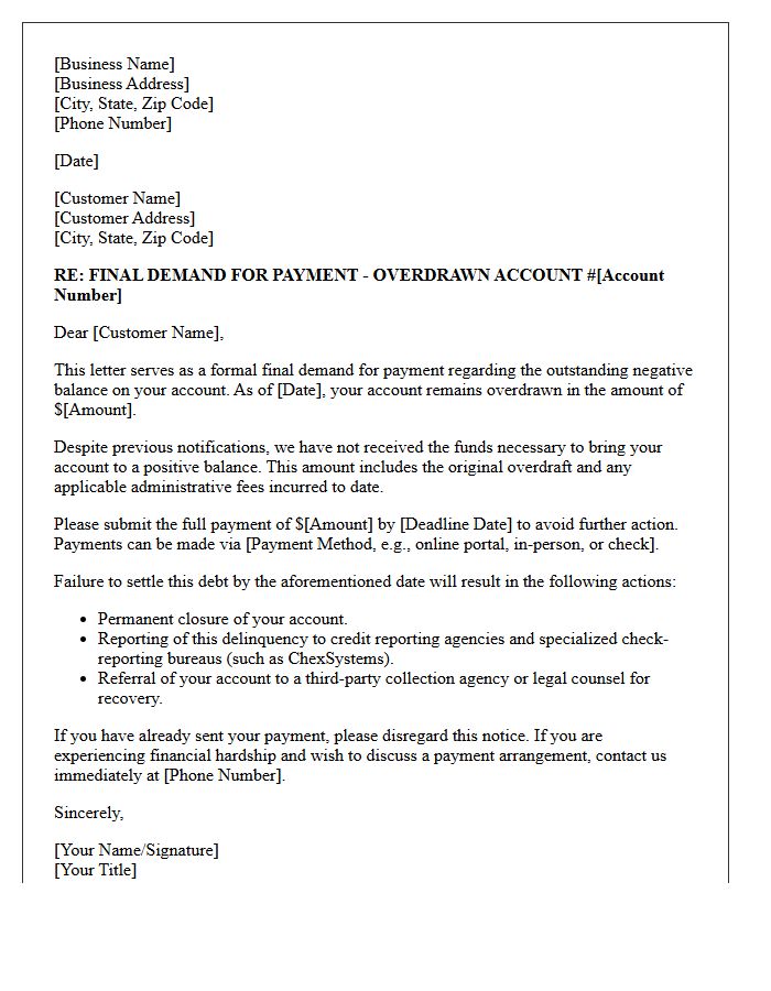 Small Business Final Overdraft Demand Letter