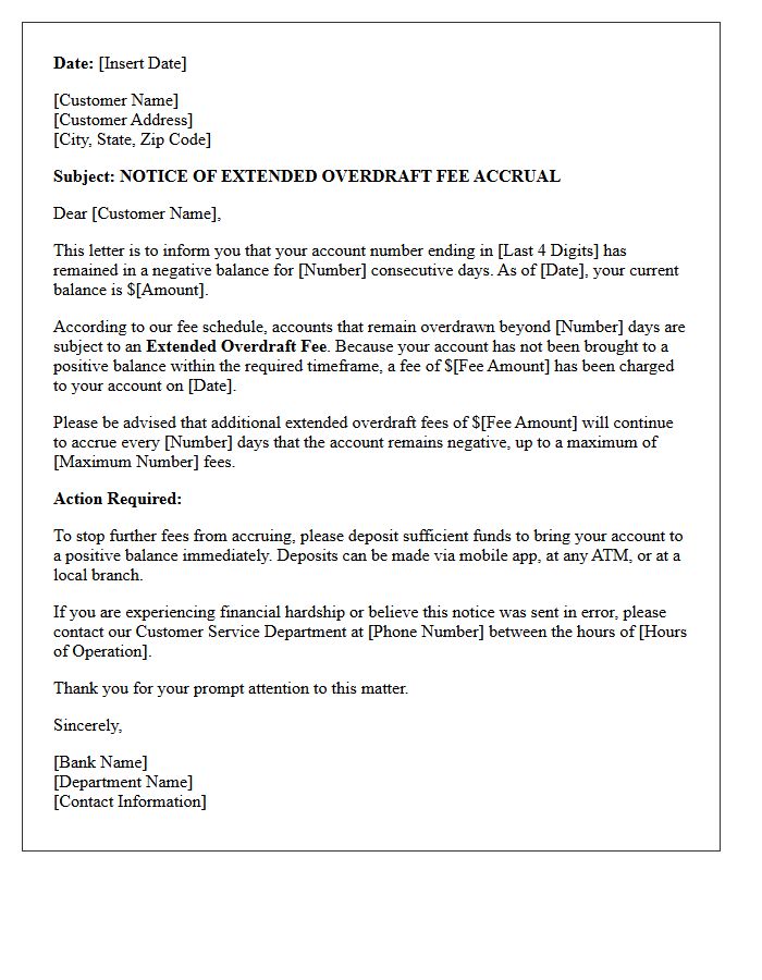 Extended Overdraft Fee Accrual Notice Letter