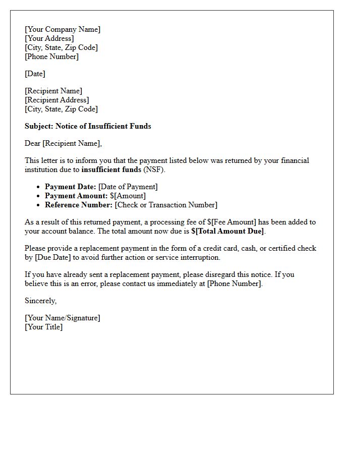 Insufficient Funds Notification Letter