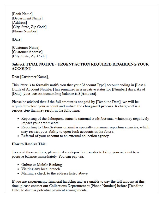 Pre-Charge-Off Overdraft Notification Letter