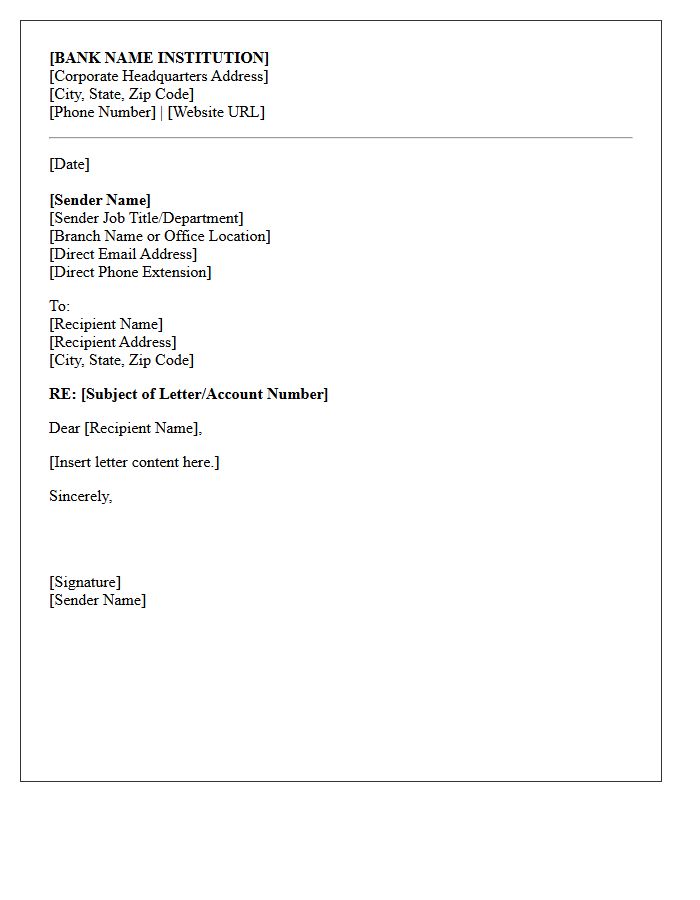 Bank Institution Letterhead And Sender Information