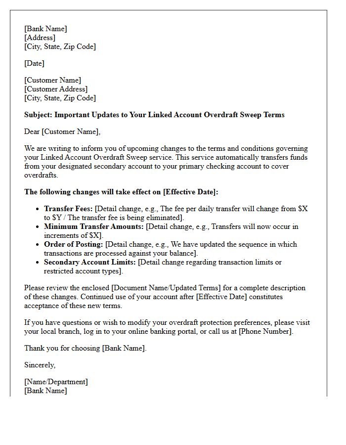 Linked Account Overdraft Sweep Terms Update Letter