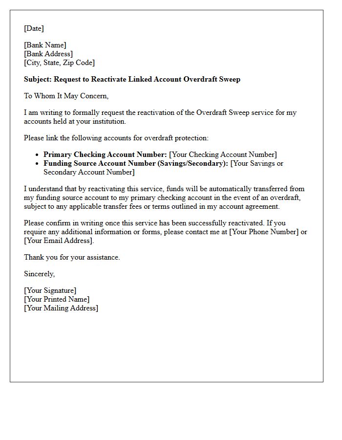 Reactivation Of Linked Account Overdraft Sweep Letter