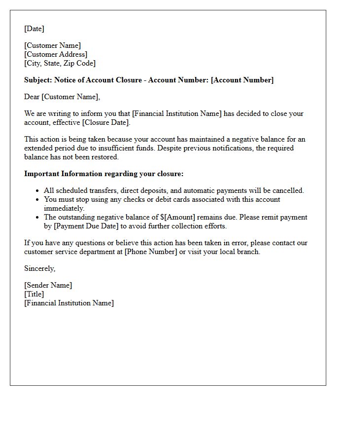 Account Closure Due to Insufficient Funds Letter