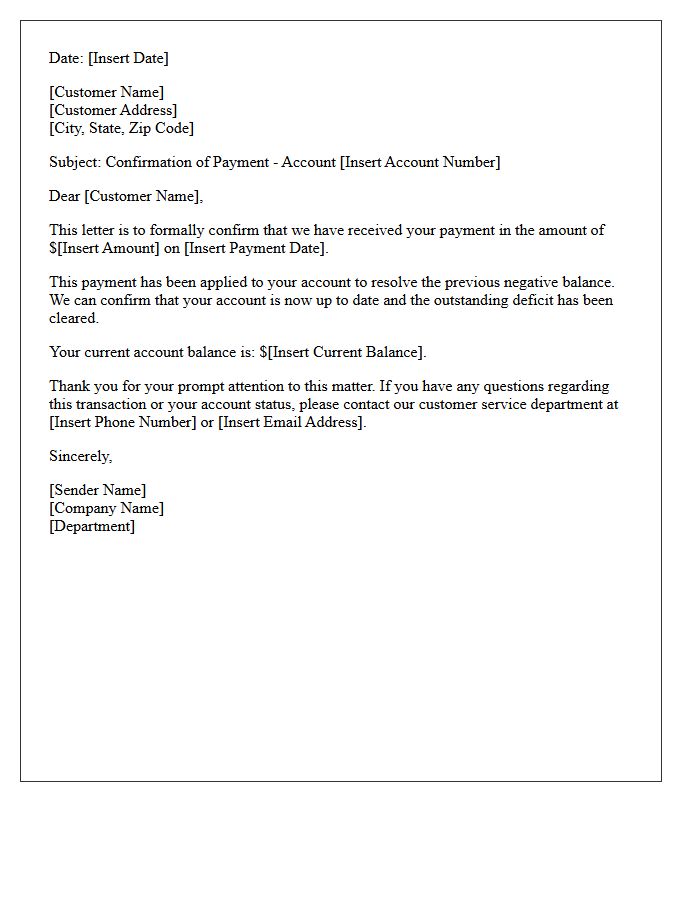 Negative Balance Paid Transaction Letter
