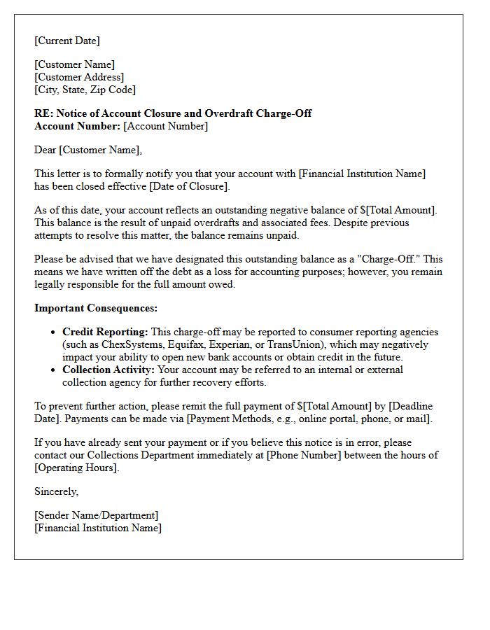 Account Closure And Overdraft Charge-Off Letter