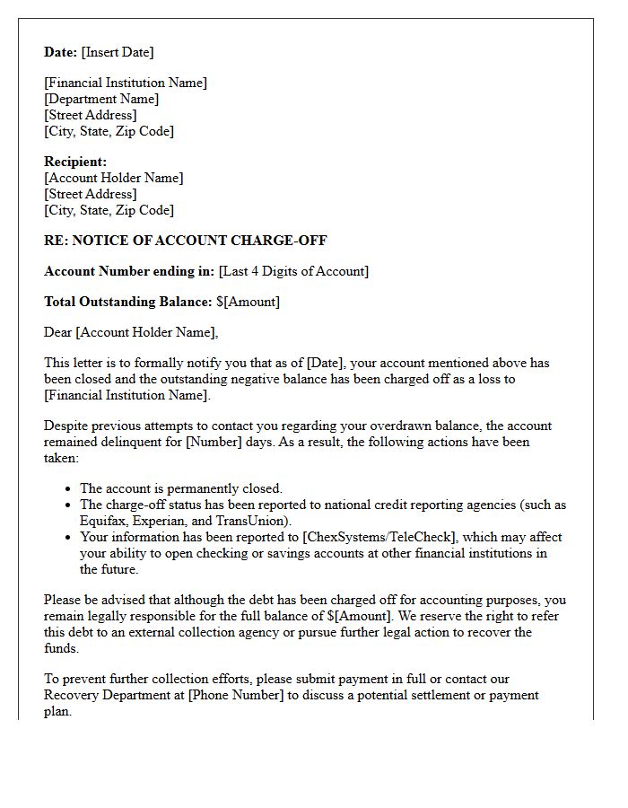 Official Overdraft Balance Charge-Off Letter