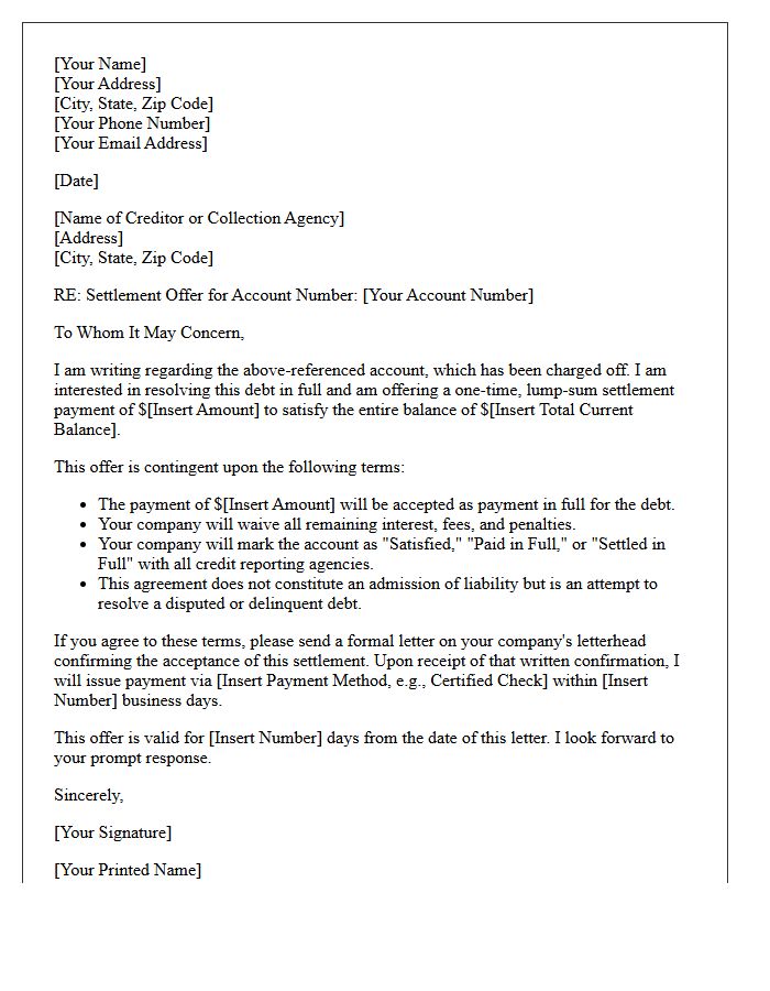 Post-Charge-Off Balance Settlement Offer Letter