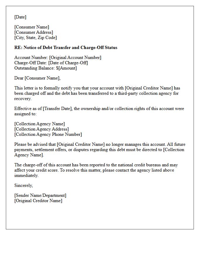 Post-Charge-Off Debt Collection Transfer Letter
