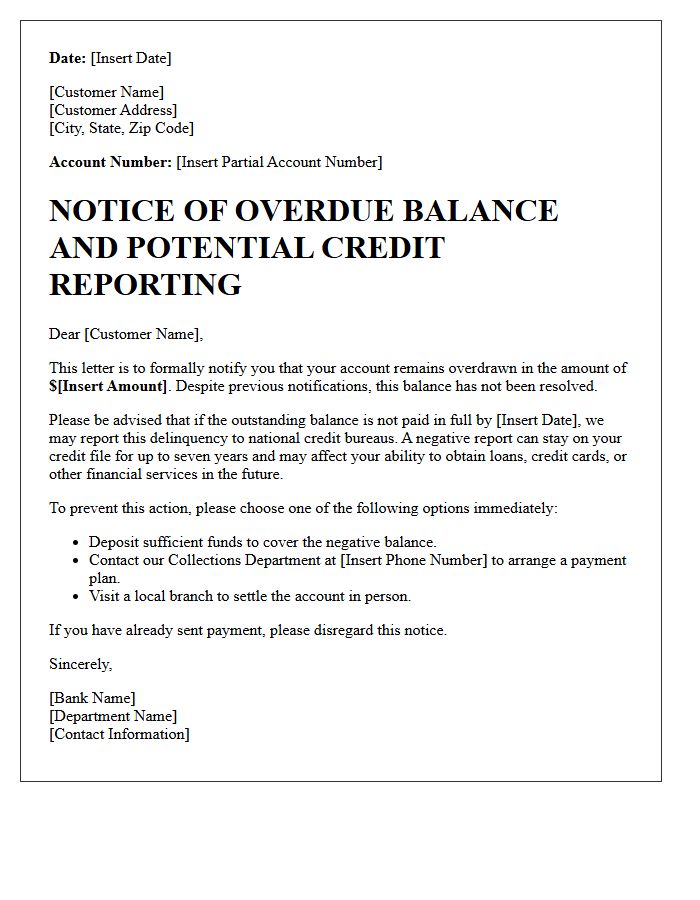 Initial Overdraft Credit Bureau Warning Letter