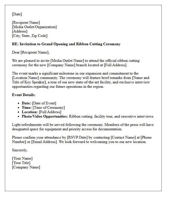 Media Press Branch Ribbon Cutting Invitation Letter