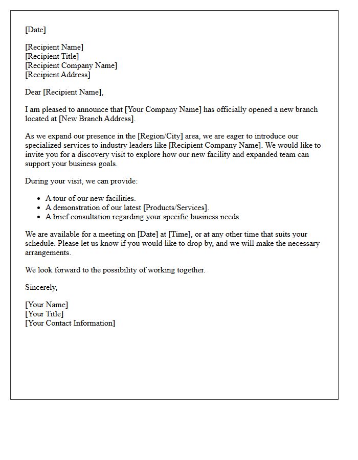 Prospective Client New Branch Discovery Invitation Letter
