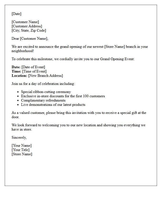 Retail Customer Branch Launch Invitation Letter