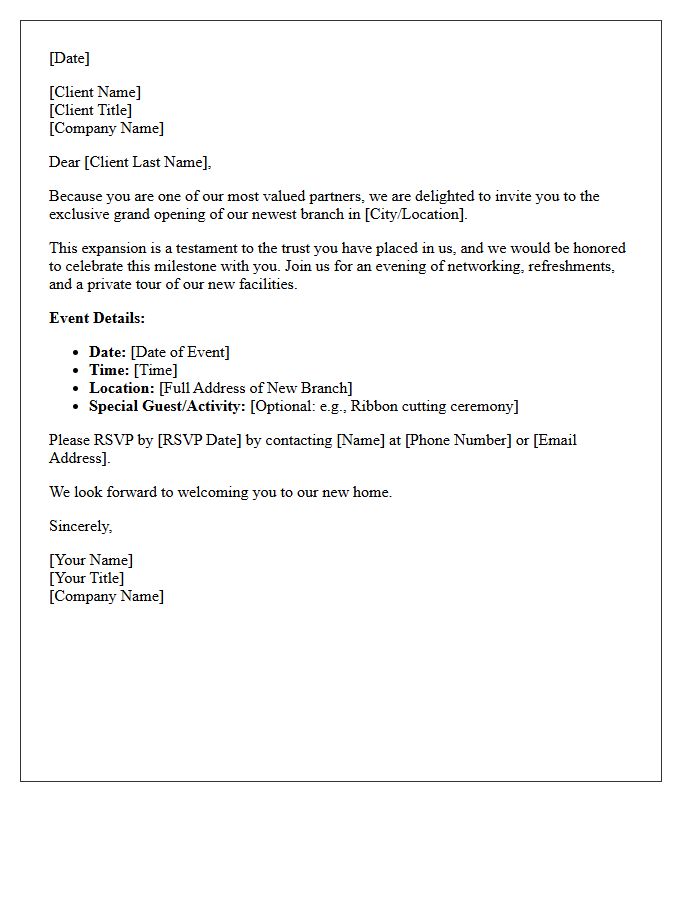 VIP Client New Branch Opening Invitation Letter