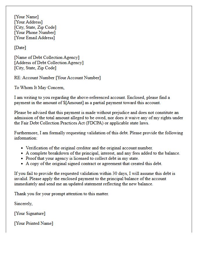Notice of Partial Payment and Account Validation Letter