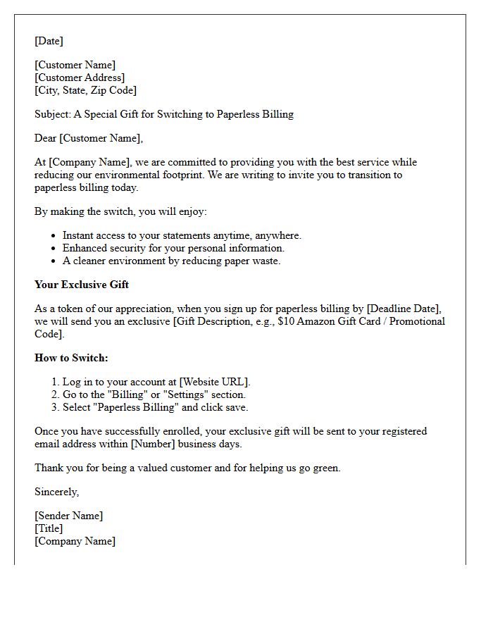 Exclusive Gift Paperless Billing Transition Letter