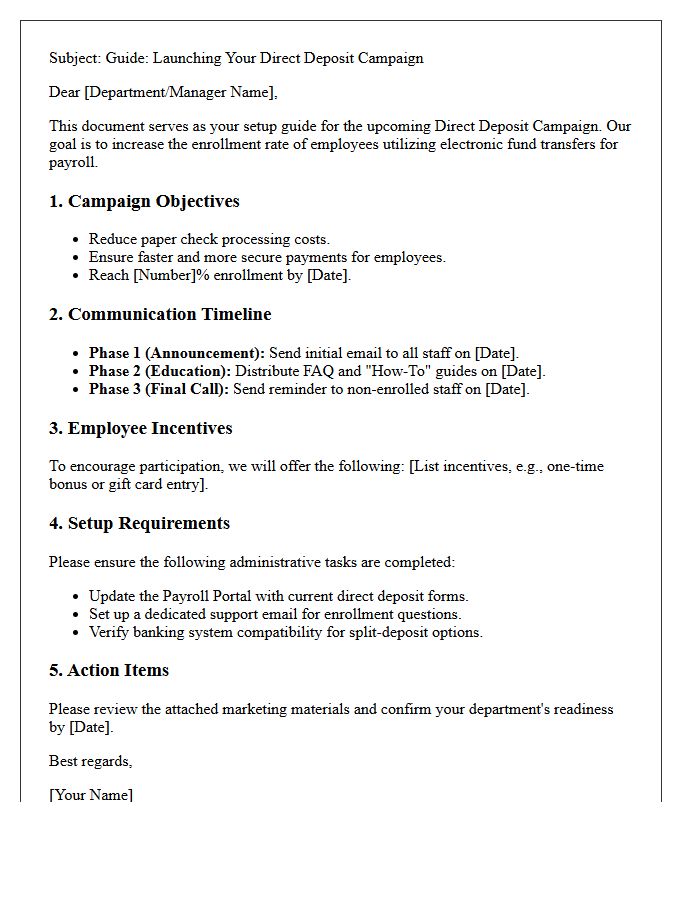 Direct Deposit Campaign Setup Guide Letter