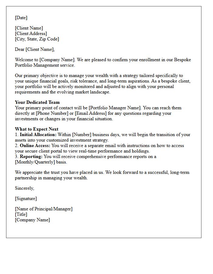 Bespoke Portfolio Management Welcome Letter