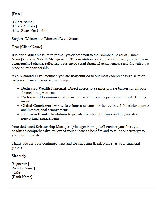 Diamond Level Banking Exclusive Letter