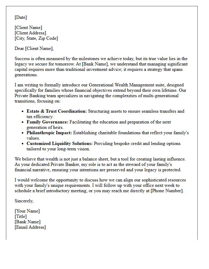 Generational Wealth Private Banking Letter