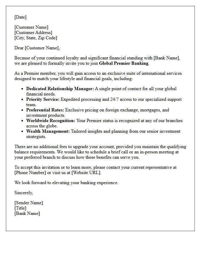 Global Premier Banking Invitation Letter